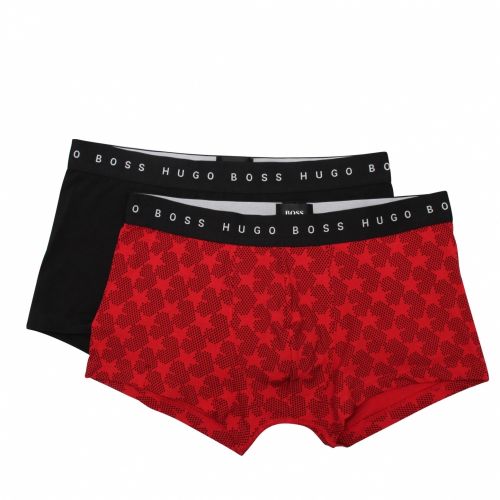Mens Red/Black Branded Stars 2 Pack Trunks 51711 by BOSS from Hurleys