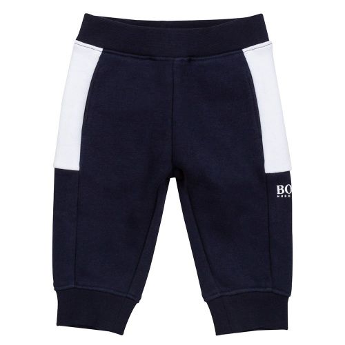 Toddler Navy Colourblock Sweat Pants 91768 by BOSS from Hurleys
