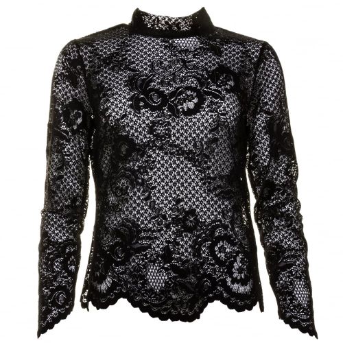 Womens Black Viloras L/s Lace Top 61018 by Vila from Hurleys