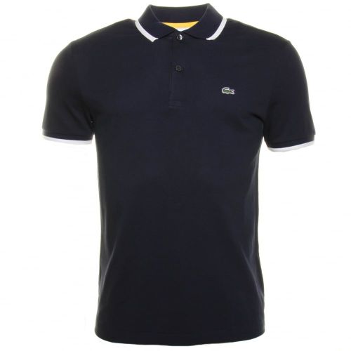 Mens Navy Tipped Slim Fit S/s Polo Shirt 29381 by Lacoste from Hurleys