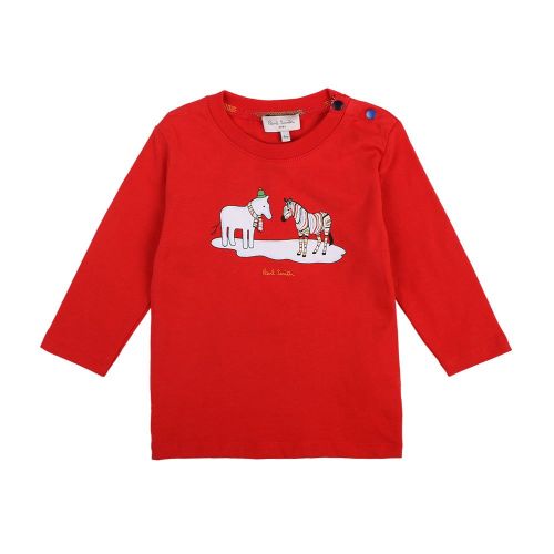 Boys Red Baby Zebra Snowman L/s T Shirt 98745 by Paul Smith Junior from Hurleys