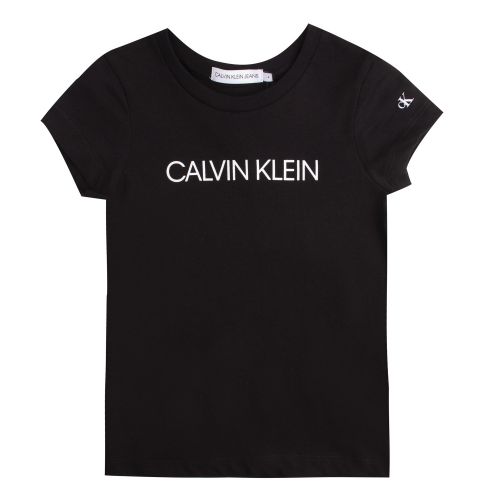 Girls Black Institutional Logo S/s T Shirt 56074 by Calvin Klein from Hurleys