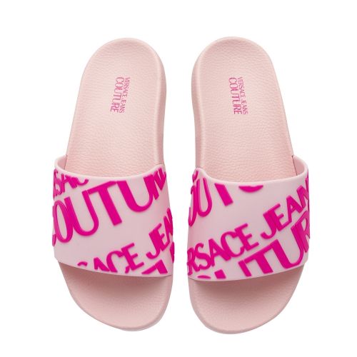 Womens Pink Branded Logo Slides 51099 by Versace Jeans Couture from Hurleys