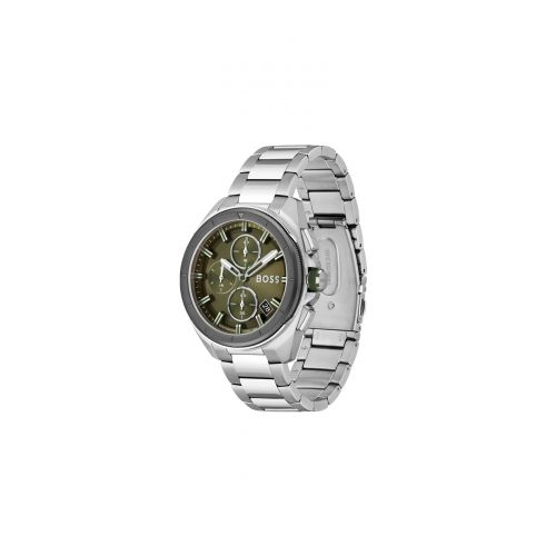 Mens Silver/Green Volane Bracelet Strap Watch