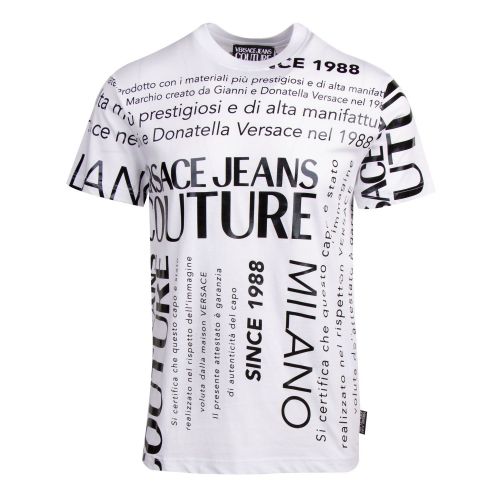 Mens White All Over Logo Slim Fit S/s T Shirt 75707 by Versace Jeans Couture from Hurleys