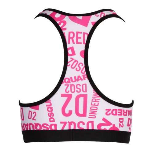 Womens Pink/White Printed Logo Sports Bra 80066 by Dsquared2 from Hurleys