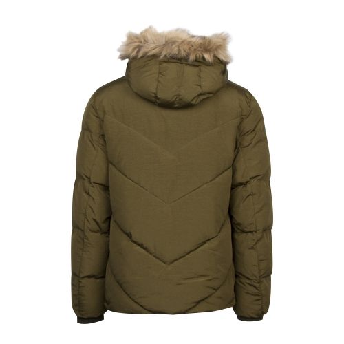 Mens Khaki Quilted Fur Hooded Jacket 49228 by Pretty Green from Hurleys