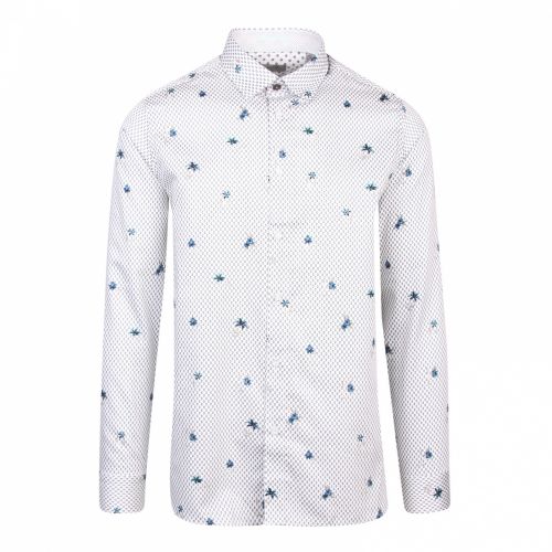 Mens White Richrd Floral Geo L/s Shirt 43933 by Ted Baker from Hurleys