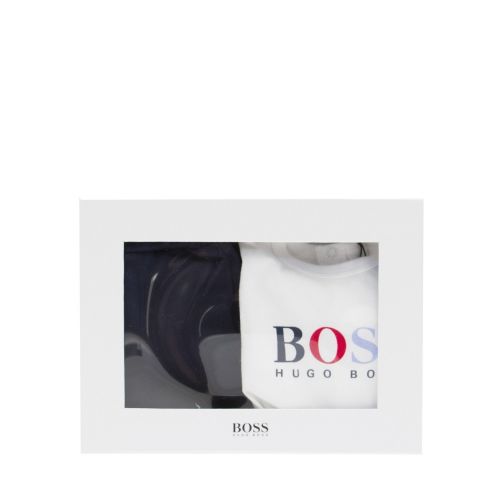 Baby White & Navy L/s T Shirt & Pants Set 28324 by BOSS from Hurleys