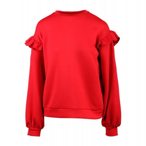 Womens Barbados Cherry Visif Flounce Sleeve Sweat Top 97539 by Vila from Hurleys