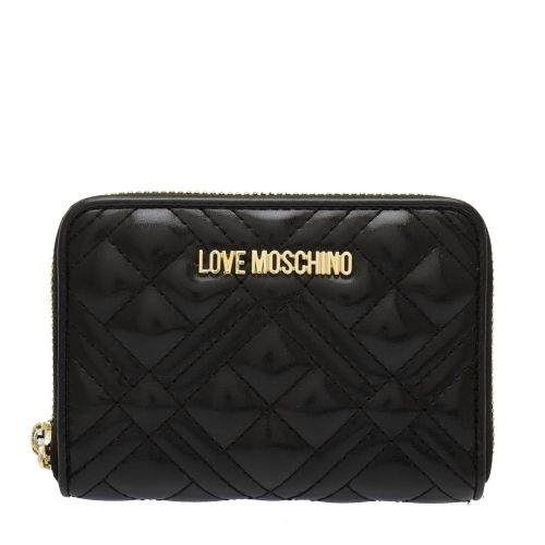 Womens Black Diamond Quilted Zip Around Small Purse 79552 by Love Moschino from Hurleys