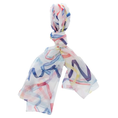 Womens White Ribbon Stripe Scarf 20111 by PS Paul Smith from Hurleys