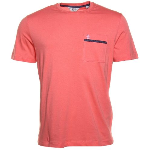 Mens Spiced Coral Tape Pocket S/s Tee Shirt 31278 by Original Penguin from Hurleys