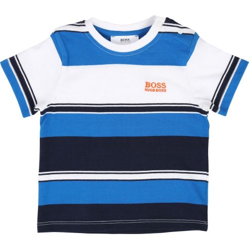 Toddler Navy Striped Logo S/s T Shirt 38260 by BOSS from Hurleys