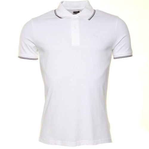 Mens White Extra Slim Tipped S/s Polo Shirt 61475 by Armani Jeans from Hurleys