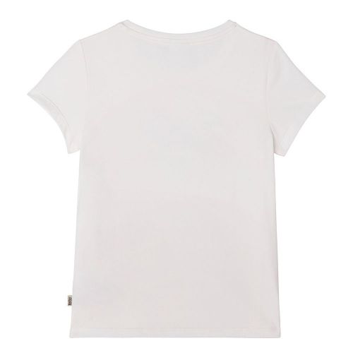 Girls Off White Sequin Logo S/s T Shirt 93290 by BOSS from Hurleys
