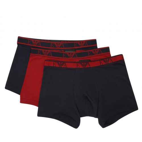 Mens Marine/Red Monogram 3 Pack Boxers 78152 by Emporio Armani Bodywear from Hurleys