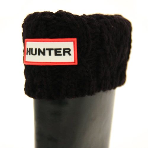 Kids Black Dual Cable Knit Wellington Socks (4-6 - 3-5) 67409 by Hunter from Hurleys