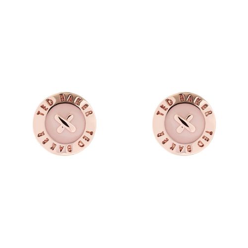 Womens Rose Gold/Baby Pink Eisley Enamel Mini Button Earrings 82685 by Ted Baker from Hurleys