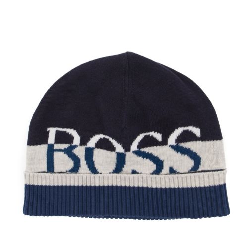 Toddler Navy Branded Knitted Hat 28372 by BOSS from Hurleys