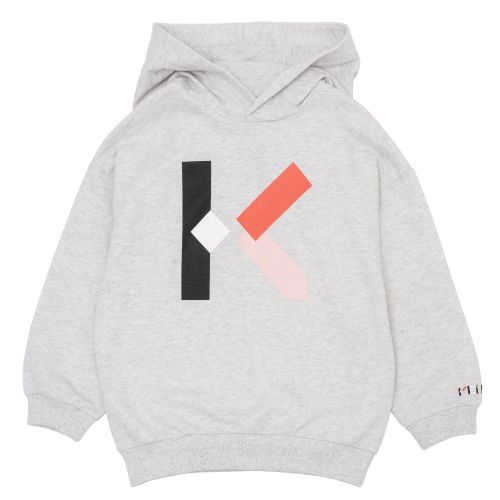 Girls Light Grey Branded Hooded Sweat Top 104490 by Kenzo from Hurleys