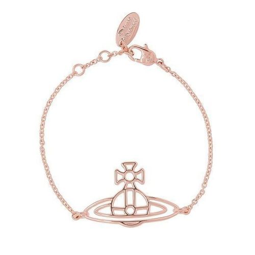 Womens Rose Gold Thin Lines Flat Orb Bracelet 9875 by Vivienne Westwood from Hurleys