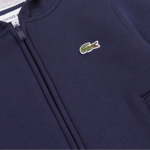 Boys Navy/Silver Chine Branded Hooded Zip Sweat Top 50428 by Lacoste from Hurleys