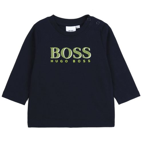 Toddler Navy Layered Logo L/s T Shirt 75618 by BOSS from Hurleys