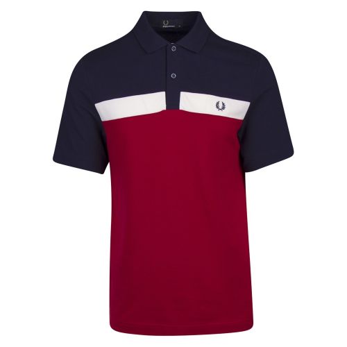 Mens Rich Red Contrast Panel S/s Polo Shirt 38151 by Fred Perry from Hurleys