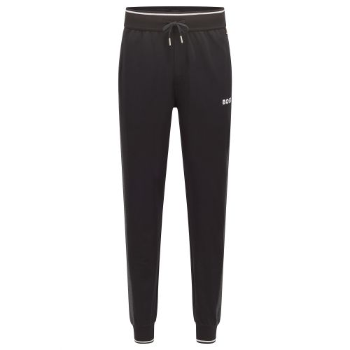 Mens Jet Black Cuffed Tape Sweat Pants 109210 by BOSS from Hurleys