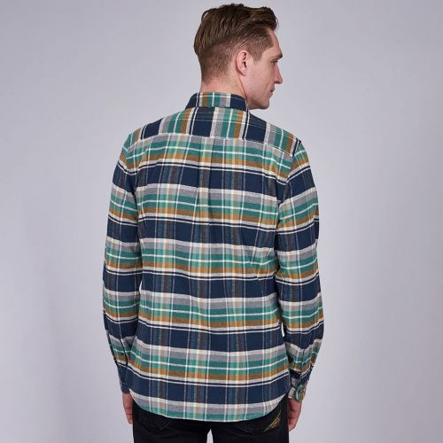 Mens Navy/Green Rocky Check L/s Shirt 77845 by Barbour Steve McQueen Collection from Hurleys