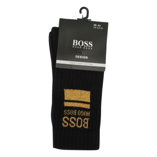 Mens Navy/Gold QS Rib Block Sport Socks 76588 by BOSS from Hurleys