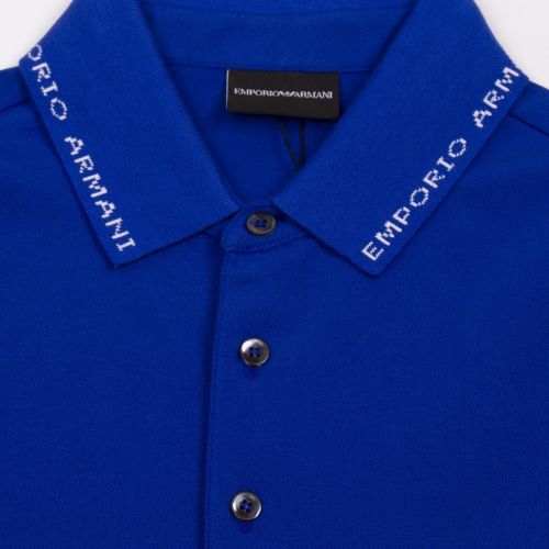 Mens Blue Branded Collar Trim S/s Polo Shirt 55527 by Emporio Armani from Hurleys
