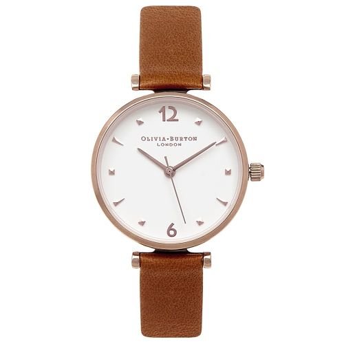 Womens Tan & Rose Gold Modern Vintage T-Bar Watch 52046 by Olivia Burton from Hurleys
