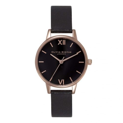 Womens Black & Rose Gold Midi Dial Watch 72881 by Olivia Burton from Hurleys