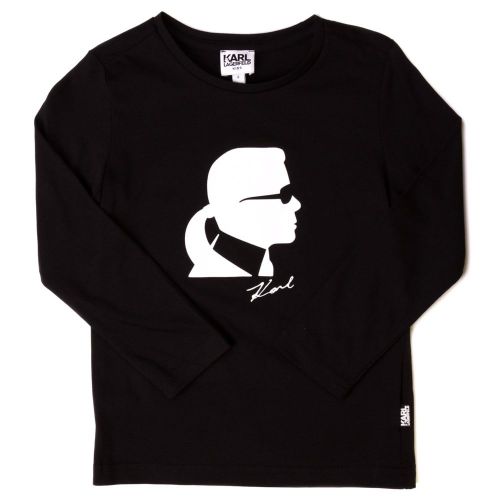 Boys Black Karl Head L/s Tee Shirt 65674 by Karl Lagerfeld Kids from Hurleys