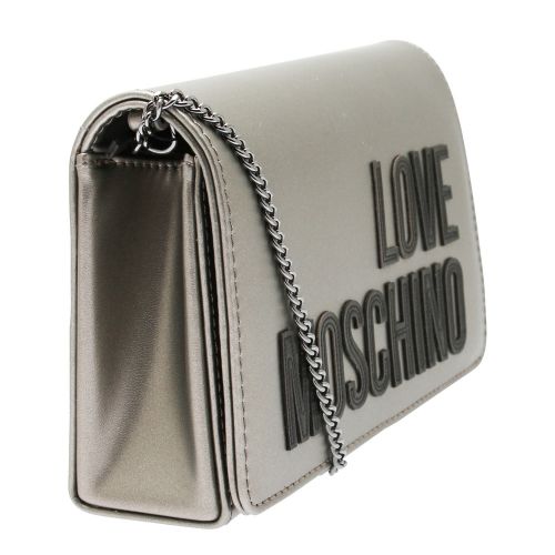 Womens Gunmetal Metallic Logo Clutch Bag 47951 by Love Moschino from Hurleys