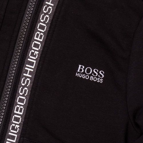 Boys Black Branded Trim Hooded Zip Sweat Top 65479 by BOSS from Hurleys