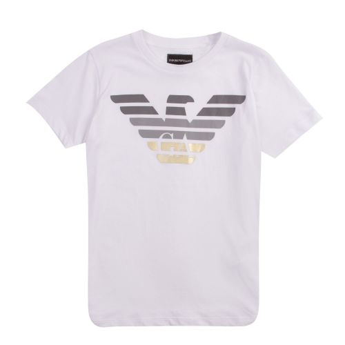 Boys White Branded S/s T Shirt 77642 by Emporio Armani from Hurleys