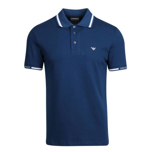 Mens Blue Branded Cuff S/s Polo Shirt 79756 by Emporio Armani from Hurleys