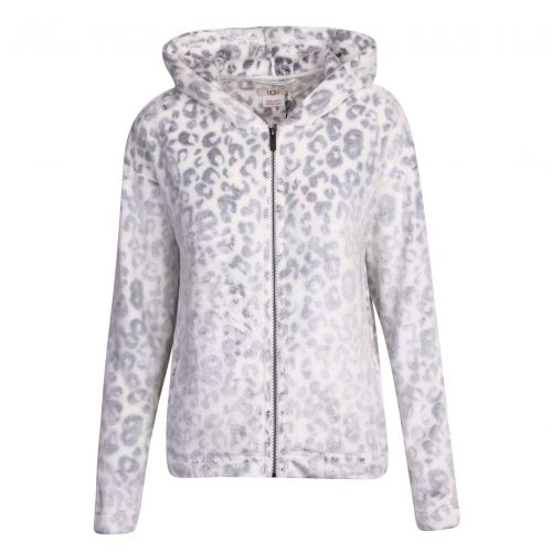 Womens White Leopard Tasha Hooded Zip Through Lounge Top 80421 by UGG from Hurleys