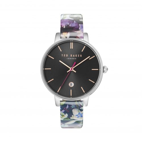 Womens Black Floral & Black Dial Leather Strap Watch 19254 by Ted Baker from Hurleys