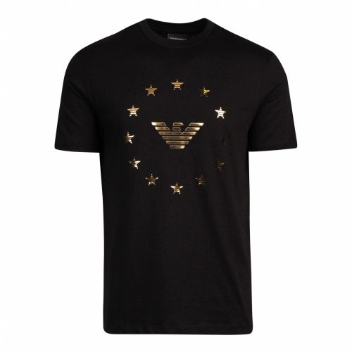Mens Black Gold Eagle S/s T Shirt 45666 by Emporio Armani from Hurleys