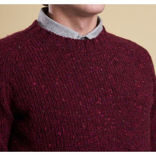 Heritage Mens Merlot Mix Barnard Cable Crew Jumper 64773 by Barbour from Hurleys