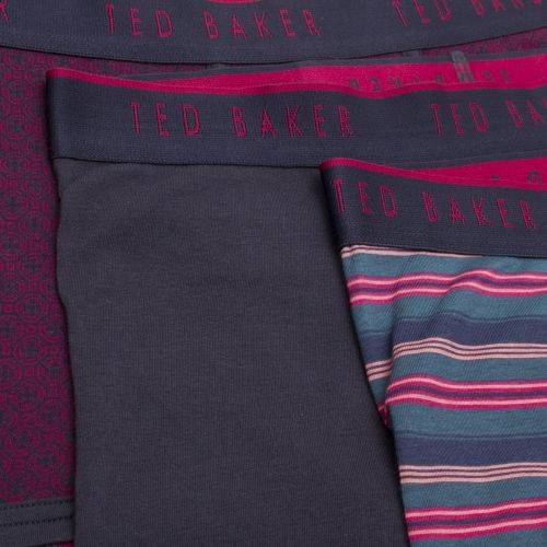 Mens Red/Navy/Stripe 3 Pack Cotton Trunks 52393 by Ted Baker from Hurleys