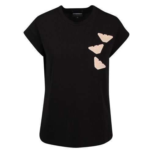 Womens Black Iridescent Eagles S/s T Shirt 55386 by Emporio Armani from Hurleys
