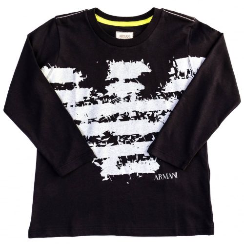 Boys Navy Large Eagle Logo L/s Tee Shirt 62457 by Armani Junior from Hurleys
