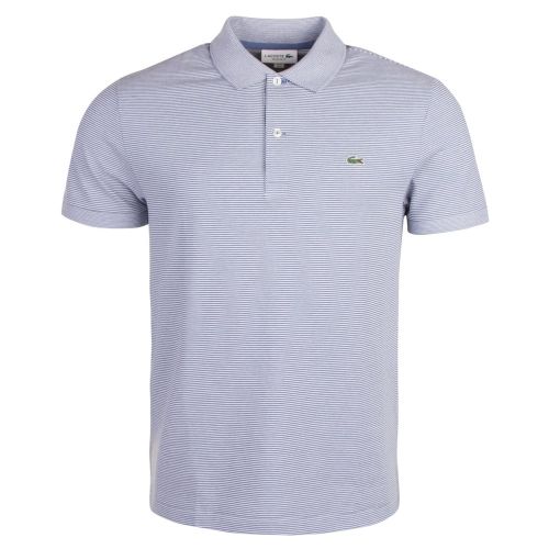 Mens Blue Striped Pique Regular Fit S/s Polo Shirt 23273 by Lacoste from Hurleys