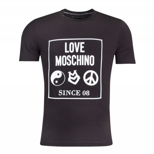 Mens Black Logo Symbol Slim Fit S/s T Shirt 31640 by Love Moschino from Hurleys