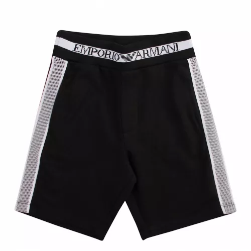 Emporio Armani Boys Black Mesh Trim Sweat Shorts | Hurleys